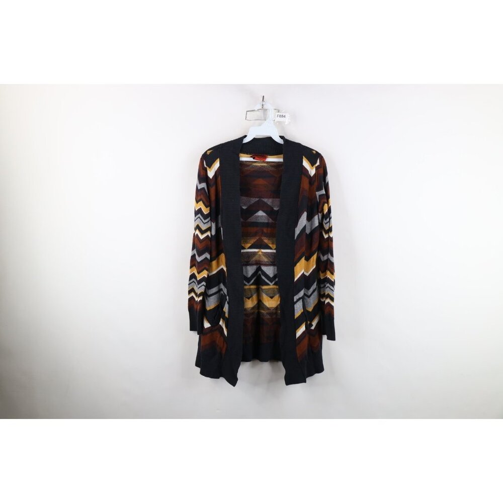 Missoni For Target Womens Small Rainbow Zig Zag Knit Open Front Cardigan Sweater